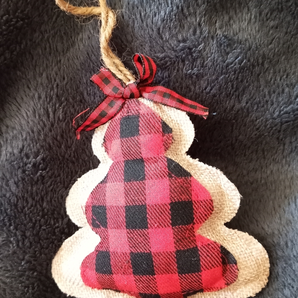 Plush burlap & plaid Christmas Ornament